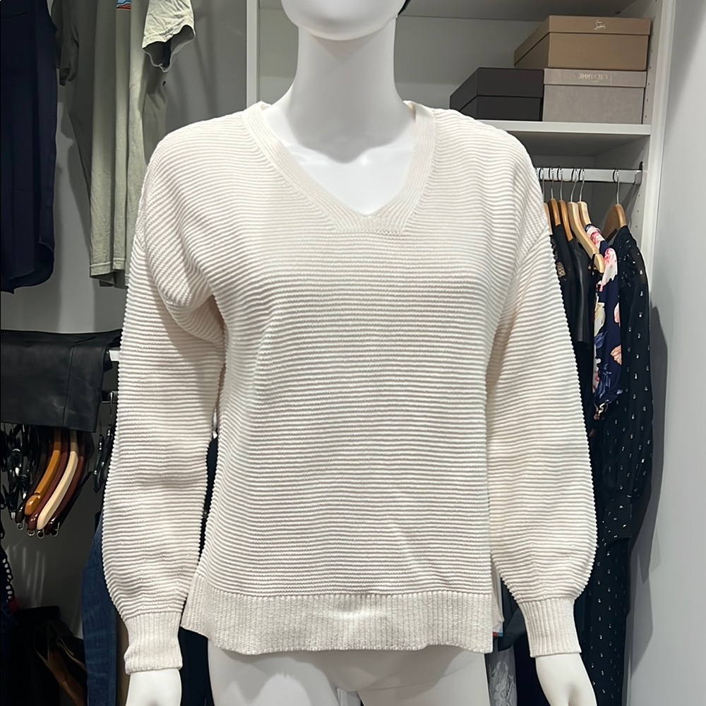 Chic Cream V-Neck Sweater for Women